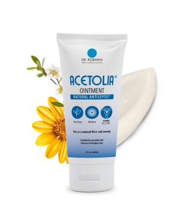 ACETOLIA First Aid Ointment Botanical Barrier for Minor Cuts Burns Scrapes & Bites | w/ Tea Tree Oil Arnica Calendula & Aloe to Soothe Hydrate & Protect | Steroid-Free | Made in USA | 2 oz 1 Unit