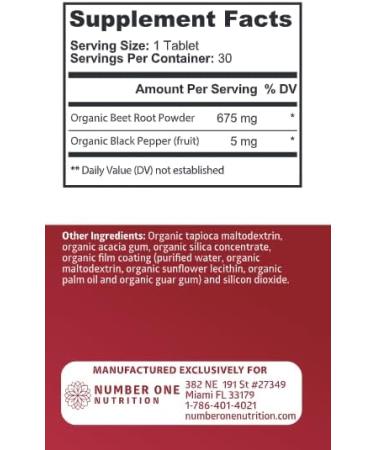 Number One Nutrition N1N Premium and Organic Superfood Greens and Beet Root Tablets for Immunity and Antioxidant Support Packed with Alfalfa Spirulina and Barley Grass 120 Tablets - Buy Online on GoSupps.com