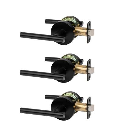 Designers Impressions Kain Design 55-3566 Bed and Bath Door Handle Black 3 Pack 3 Pack Privacy Black