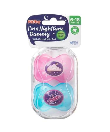 Nuby Night Dummies jaw-friendly teat