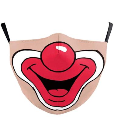 YOUNING 3D Mundsprung Multifunctioner Women Men Clown Ugly Funny Lips 3d mouth and nose protection washable reusable mouth protection with motif Christmas 1 piece (1 Pack) 04-1fs