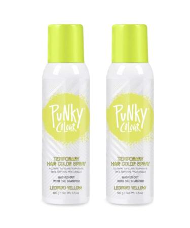 Punky Temporary Hair Color Spray Leopard Yellow Fast-Drying Non-Sticky Non-Damaging Travel Size Hair Dye for Instant Vivid Hair Color 3.5 oz 2-Pack 3.5 Ounce (Pack of 2) Leopard Yellow