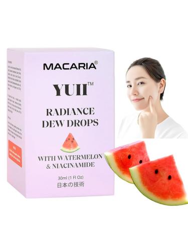MACARIA YUII Glow Dew Drops Watermelon Niacinamide Serum Watermelon Glow Toner Highlighter Serum Moisturize with Hyaluronic Acid Lightweight Facial Serum & Priming Liquid Highlighter (Japanese Recipe)