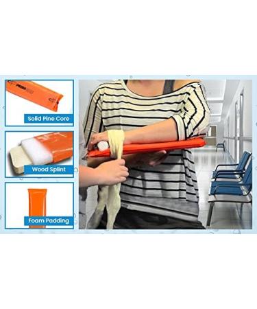 Primacare IS-5116 Padded Wood Splint with Vinyl Casing for Fractured Limbs  Full Arms Legs Universal Waterproof Medical Splints for First Aid and  Emergency Support 16 Orange