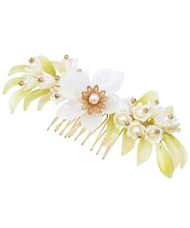 Angoily Handmade Leaf Comb Bridal Accessories Girl Hair Accessories Headwear for Women Wedding Headpiece Girls Accessories Flower Headpiece Bridal Headpiece Hair Comb Pearl Alloy Bride