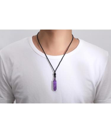 XIANNVXI Crystal Hexagonal Point Necklace - Natural Amethyst Gemstone Pendant for Men and Women | Adjustable Rope Reiki Jewelry - Buy Online on GoSupps.com