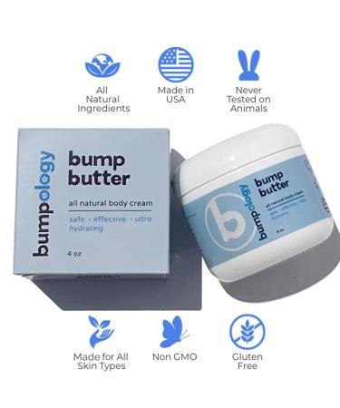 Bumpology Bump Butter Stretch Mark Cream | Hydrating 2-in-1 Belly Moisturizer for Pregnancy | Made in USA with Cocoa Butter | 4oz Pack - Buy Online on GoSupps.com