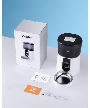 Katalic Automatic Cat Feeder - 4L Capacity, Clog-Free Dispenser with Voice Recorder, Programmable Timer - Ideal for Cats and Dogs - White - Buy Online on GoSupps.com