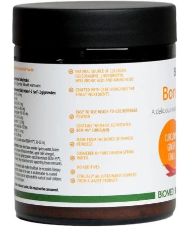 Biomed Bone Broth Premium Wildcrafted Reindeer Bone Broth Concentrate Turmeric Curcumin Ginger Chilli - Bone Broth Collagen - Buy Online on GoSupps.com