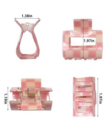 5PCS Checkered Claw Clip Acrylic Square Small Hair Claw Clips Set for Thin Hair - Exquisit Shark Clips Aesthetic Barrettes for Women - Buy Online on GoSupps.com