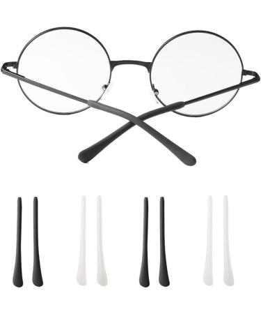 Zeaybsr Silicone Anti-Slip Coats - 4 Pairs Universal Glasses Hinge Repair Parts (Black & White) | Durable & Slipproof Cover for Eyewear - Buy Online on GoSupps.com