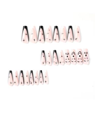 YoYoee Long French False Nails, Graffiti Acrylic Full Cover Ballerina Tips - 24PCS - Buy Online on GoSupps.com