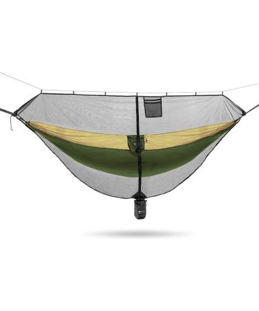Easthills Outdoors Jungle Explorer Double Camping Hammock with Mosquito Net and Rainfly - 2 Person Portable Parachute Nylon Hammock (Khaki) - Buy Online on GoSupps.com