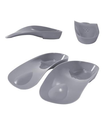 3/4 Original High Arch Inserts Firm Orthotics for Plantar Fasciitis Flat Feet Over-Pronation Comfort Metatarsal Pad Support Insoles Relief Heel Spur Pain Men9-11/Women10-12 Gray