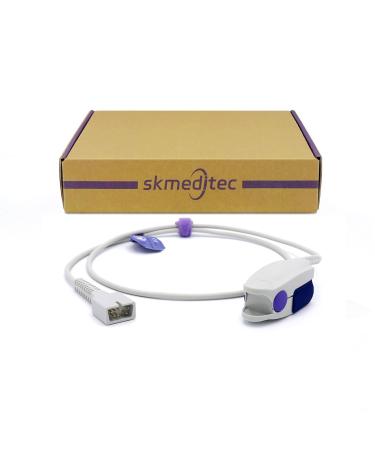 skmeditec Compatible with Nellcor Oxismart SpO2 Sensor Reusable Probe with 7 Pin Connector AdultFingerClip-SK 9.8 feet