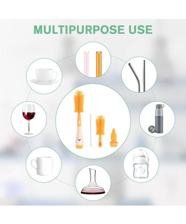 Vicloon 2 in 1 Baby Bottle and Teat Cleaning Brush - Silicone Cleaner for Water Bottles, Glass Cups, and Thermoses | Yellow Penguin - Buy Online on GoSupps.com