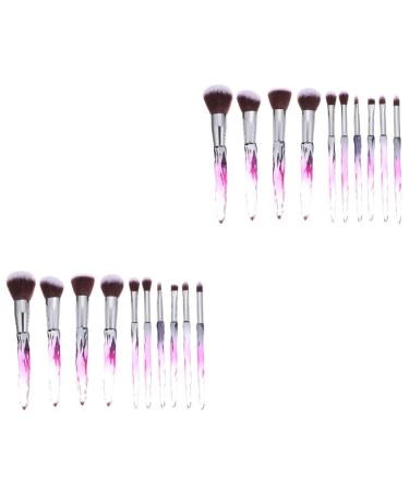 20 Pieces Makeup with Plastic Handle Foundation Brush Mixology Kit Eyeliner Brush Eyeshadow Brush Plastic Handle Diamond Handle Crystal Purple