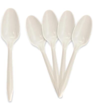 PAMI Medium Weight Disposable Plastic Teaspoons 1000-Pack - Bulk White Partyware Teaspoons for Events and Catering - Buy Online on GoSupps.com