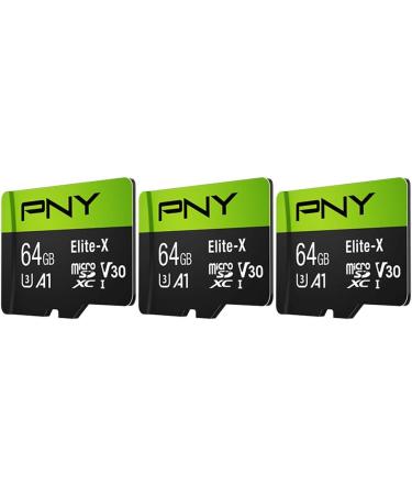 PNY 64GB Elite-X Class 10 U3 V30 microSDXC Flash Memory Card 3 Pack - 100MB/s Speed, A1 Rated, 4K UHD, Full HD, UHS-I, 64GB Capacity - Buy Online on GoSupps.com