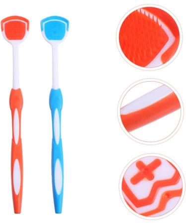 Beavorty Tongue Cleaner Set - 4 Professional Brushes for Fresh Breath | Multifunctional Tongue Scrapers | Blue & Orange | 19.5x3x0.6cm - Buy Online on GoSupps.com