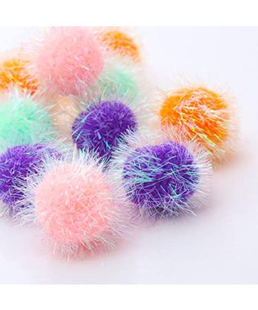 Osvela Cat Ball Toys Pom Pom Sparkle Fuzzy Balls Assorted Color 12 Pack
