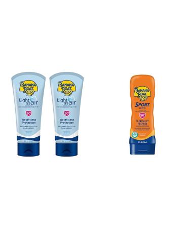 Banana Boat Light As Air Sunscreen Lotion SPF 50 Twin Pack and Sport Ultra SPF 50 Sunscreen Lotion Bundle