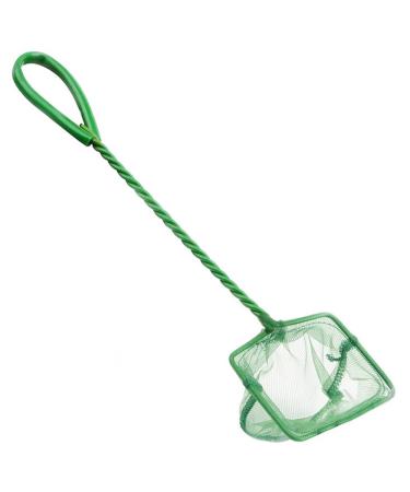 SLSON 4 inches Aquarium Fish Net Fine Mesh Nylon Nets Quick Catch Net with 10 inches Handle for Fish Tanks,Green