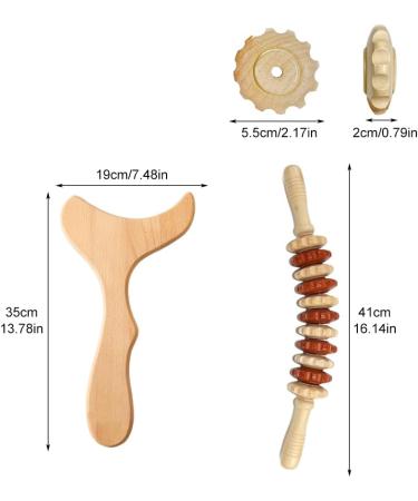 2PCs Anti Cellulite Wood Massage Tool Set | Gua Sha & Lymphatic Drainage Kit for Muscle Relaxation - Buy Online on GoSupps.com