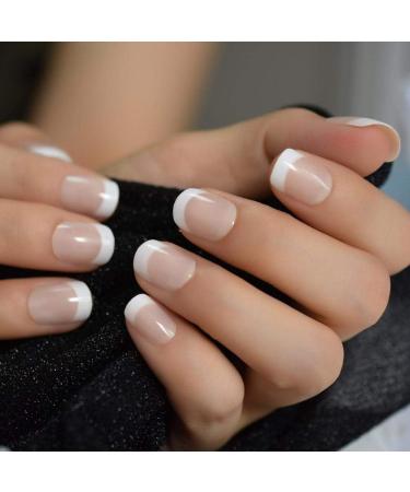 Buy Hujl Short White French Artificial Nails - Easy Press-On Fake Nails for Home & Office - International Shipping - Buy Online on GoSupps.com