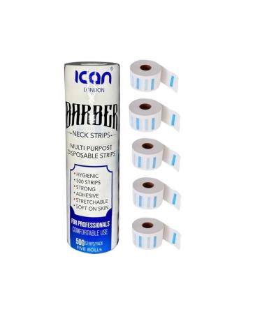 Ican 5 Rolls Barber Neck Strips Disposable Stretch Paper Neck Protection Bands (500 Individual Strips)