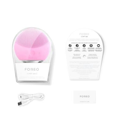 FOREO LUNA mini 2 Ultra-Hygienic Facial Cleansing Brush | Face Massager for All Skin Types | Waterproof Pearl Pink - Buy Online on GoSupps.com
