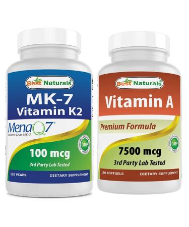 Best Naturals MK-7 Vitamin K2 100 mcg & Vitamin A 25000 IU