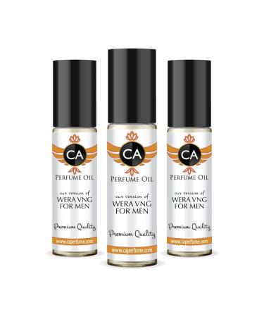 CA Perfume Impression of Vera W. Wera V. For Men Replica Fragrance Body Oil Dupes Alcohol-Free Essential Aromatherapy Sample Travel Size Concentrated Long Lasting Attar Roll-On 0.3 Fl Oz-X3