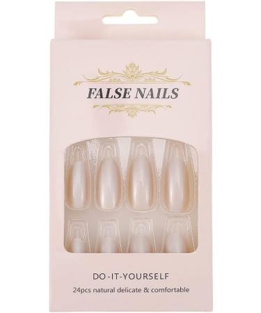 Coffin False Nails Natural Pink Press on Nails French Short Fake Nails Ballerina Acrylic Stick on Nails 24pcs for Women and Girls with solid glue nail lamp (Color : White Size : B) - Buy Online on GoSupps.com