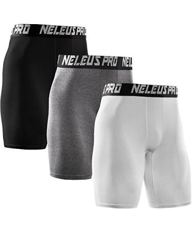 NELEUS Men's 3 Pack Performance Compression Shorts Medium 6028# 3 Pack: Black grey white