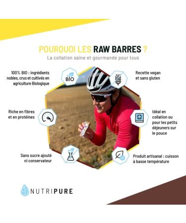  NUTRIPURE Nutripure | Raw Organic Bar | Cocoa Hazelnut Protein Bar | Vegan and Organic | Rich in Dates Cocoa Butter and Dried Fruit | Healthy and Delicious Snack Preservative-Free | Pack of 6 | Made in France - Buy Online on GoSupps.com
