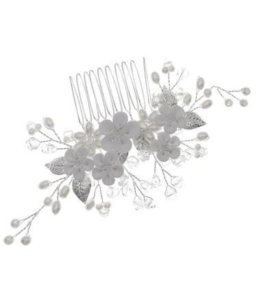 Mikinona Bridal Headwear Hand Decor Rhinestone Hair Comb Hair Fork Party Supply Bridal Hair Side Comb Pearl Hair Comb Reusable Headdress Pearl Trim Crystal Girl Hair up Bride