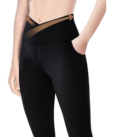 Jinhiteam Girls' Black Leggings with Pockets | High Waist Tummy Control Yoga Pants | Size 11-12 Years - Buy Online on GoSupps.com