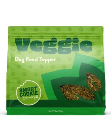 Smart Cookie Natural Dog Food Toppers - Freeze Dried Salmon, Freeze Dried Beef, Veggie & Egg Flavors - Dog Meal Mixer, Food Topper for Picky Eaters - Made in USA - 15oz Bag (30 Day Supply) Veggie (Veggie)