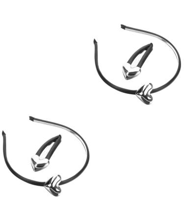 2 Sets Lilac Headband Heart French Barrette Hair Clips Hair Jewelry Hair Scrunchies Hairpins French Hair Clips Puffy Headband Hair Snap Clips Girl Vintage Metal Cookie