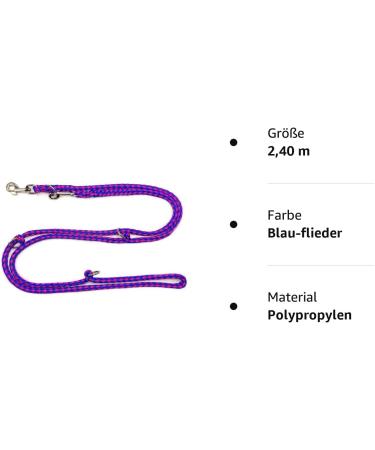 Dogeline Double Leash Practice Line for Medium Dogs up to 45kg - 39 Colors Available - 2.40m Blue-Lilac (Malibu) - Durable & Stable - Buy Online on GoSupps.com