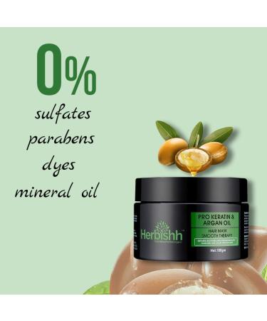 Herbish Argan Hair Mask - Deep Conditioning & Hydration for Damaged Hair | Sulfate-Free & Paraben-Free | 100g - Buy Online on GoSupps.com