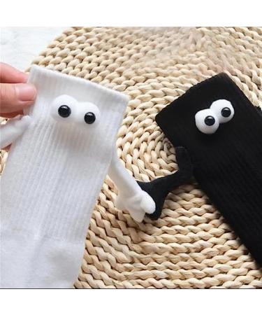 Nakeah Funny Magnetic Suction 3D Doll Couple Socks - Unisex White Hand Holding Couple Socks - Buy Online on GoSupps.com