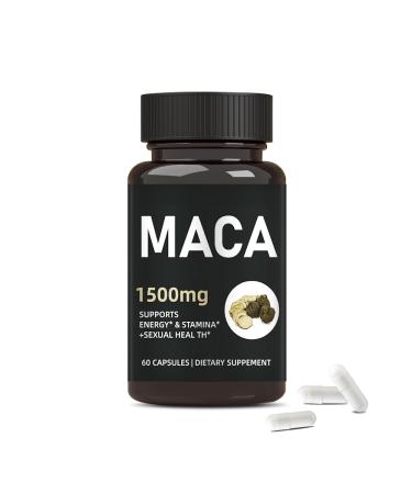 Organic Maca Root Capsule for Men & Women 1500mg Maca Supplement for Improved Energy 60 Capsules