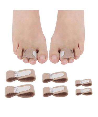 VIEEL Broken Toe Splint Wraps | Non-Slip Nylon Fabric Toe Splint Toe Cushioned Bandages Finger Protectors Straightener Hammer Toe Separators for Hallux Valgus 6 Pack of 3 Size