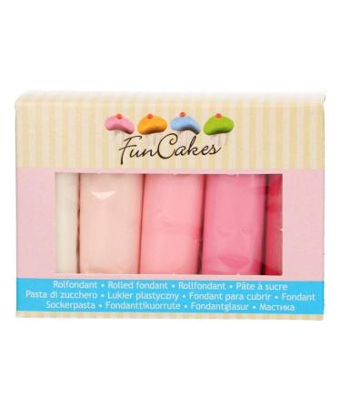 Funcakes Fondant Multipack Pink Palette: Easy to use flexible perfect for decorating cakes halal kosher and gluten -free.5 colors: white and 4 pink tones.5x 100g single - Buy Online on GoSupps.com