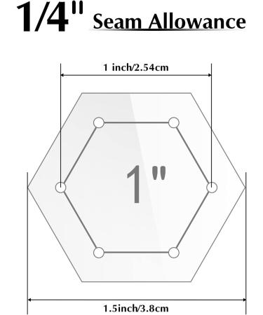 Hexagon Quilting Templates Set - 6 Pieces (1-5 Inch) with Seam Allowance - Acrylic for DIY Quilting Crafts - Buy Online on GoSupps.com