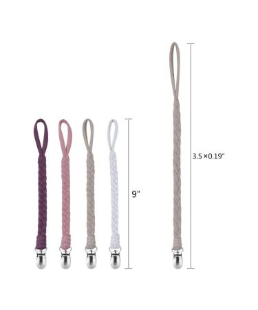 Pacifier Clip Set - Hand-Made Braided 4 pack Purple Soothie Holder Leash for Boys and Girls - Buy Online on GoSupps.com