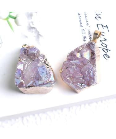 Natural Crystal Rough 1PC Natural Crystal Cluster Electroplate Pendant Quartz Stone Raw Crystals for Men Women Jewelry Reiki Specimen DIY Gift - (Color: Electroplate) - Buy Online on GoSupps.com