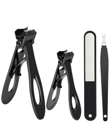 Professional Stainless Steel Thick Toenail Clippers - Extra Large Anti-Splash Nail Clipper Set for Manicure